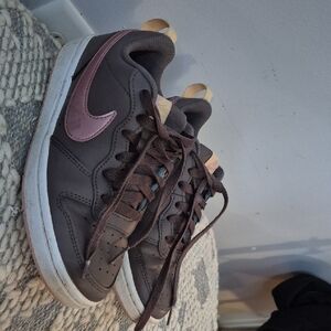 Nike Chocolate Brown Sneakers with Rose Swoosh